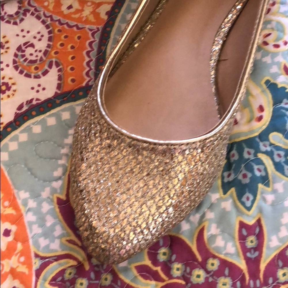 Gold sparkly flats